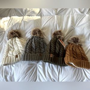 Timberland Pom Cable Knit hats